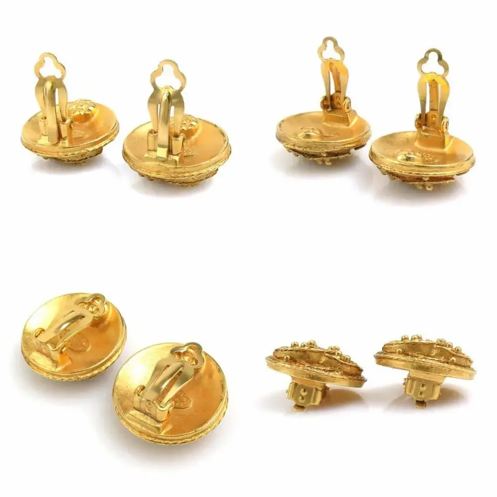 CHANEL Gold Logo Earrings